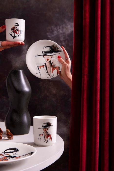 Hermia Juego de Cena de Porcelana de 4 Piezas Blanco